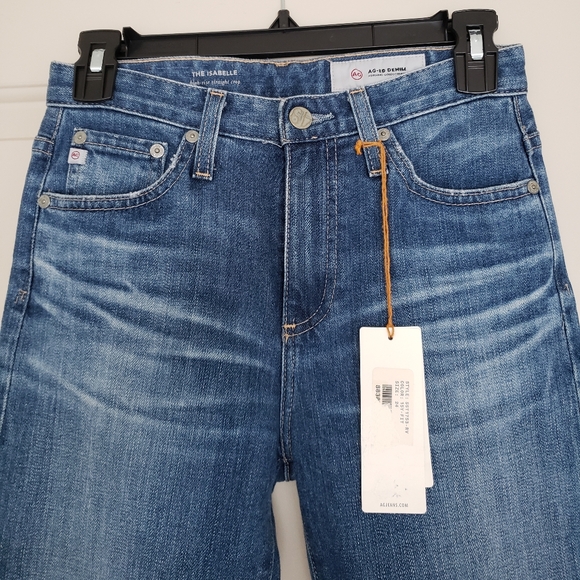 AG the Isabelle high waist cuff crop straight leg jeans in 15y finite size 24 - Picture 6 of 16